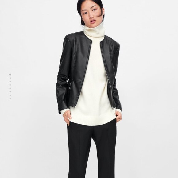 Zara Faux Leather Black Jacket - Picture 1 of 7